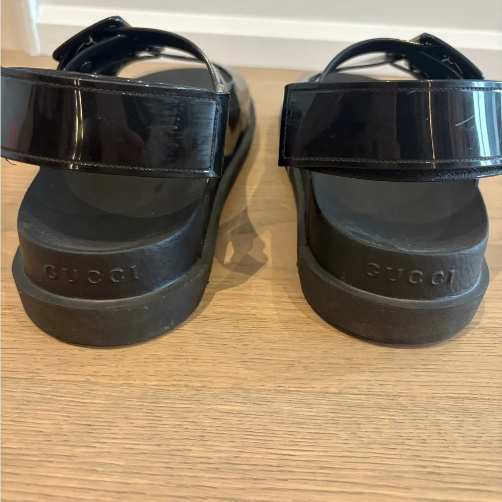 Gucci Isla Black Rubber Slingback Sandals | Mini Double G | Size EU 39 - Picture 6 of 10